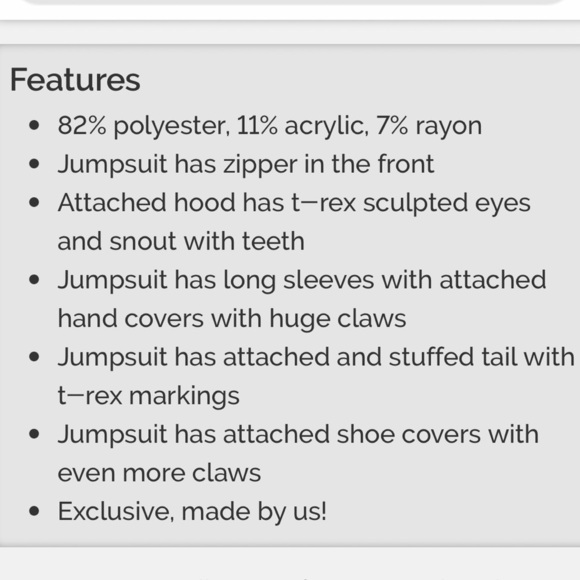 Child Wooly T-Rex Halloween Costume Size S - Picture 7 of 10